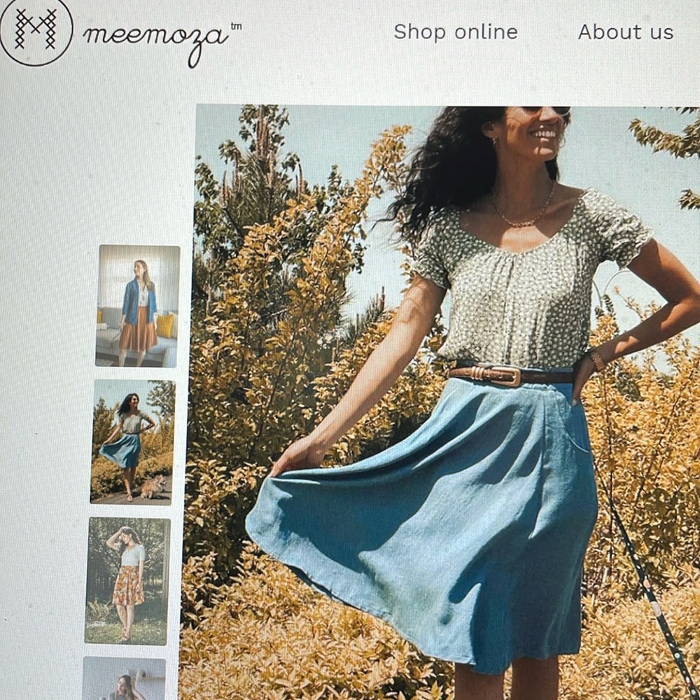 Meemoza ethically produced a line denim look skirt with pockets in xs